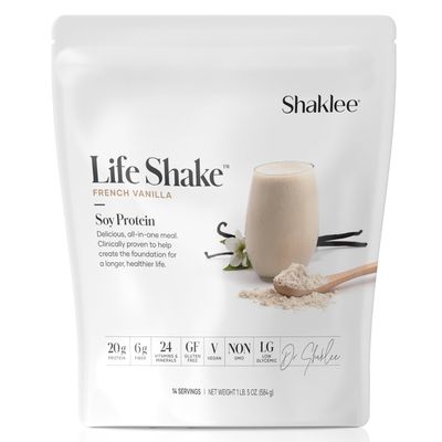 Shaklee Life Shake Soy Protein French Vanilla - Complete Meal Replacement with 20g Protein, 6g Fiber, 24 Vitamins Minerals - Supports Satiety Healthy Weight - Non-GMO - 14 Servings