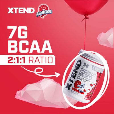 Xtend XTEND Original BCAA Powder Airheads Candy Flavor, 7g BCAA and 2.5g L-Glutamine, Sugar Free Post Workout Muscle Recovery Drink with Amino Acids for Men Women, 30 Servings