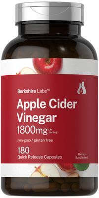 Horbaach Apple Cider Vinegar Capsules 1800mg 180 Count Non-GMO, Gluten-Free Supplement by Berkshire Labs