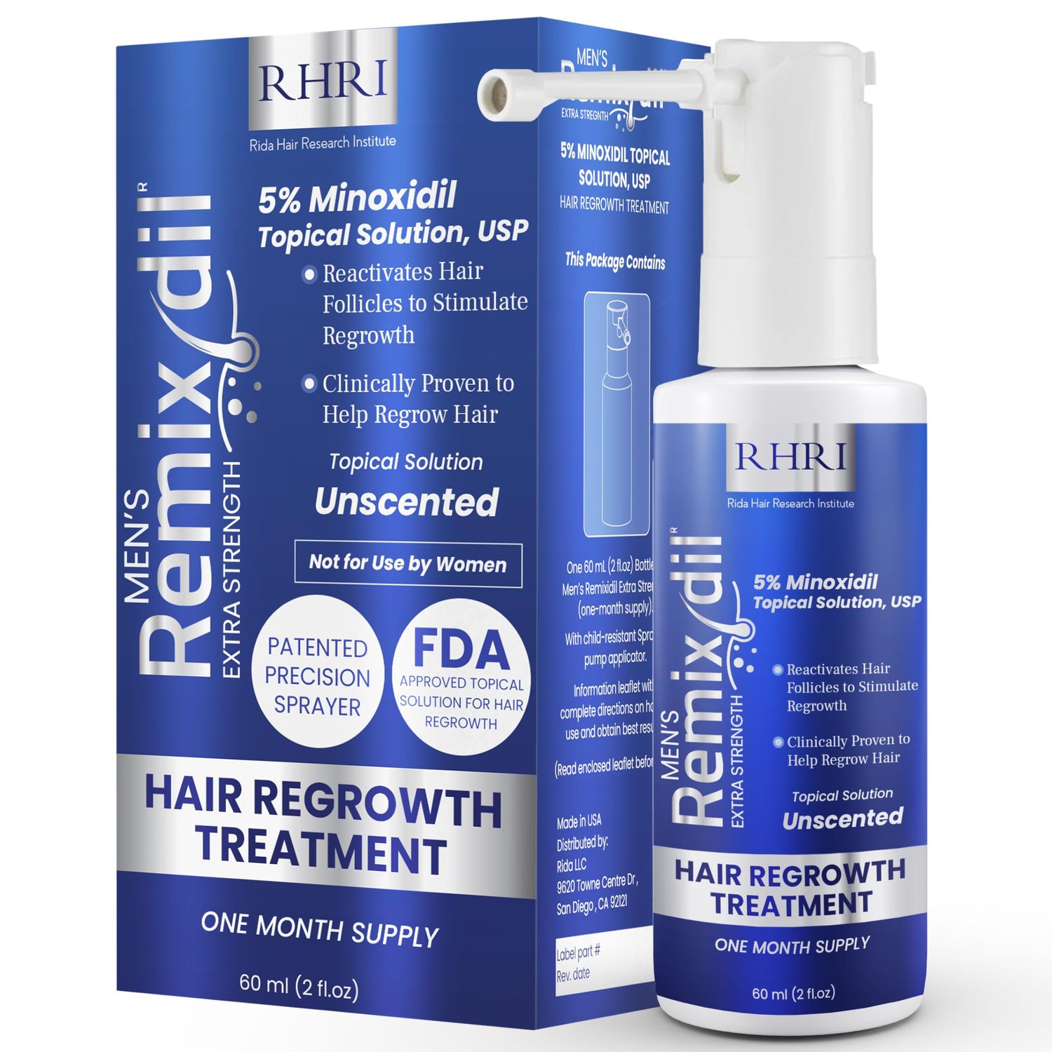 Minoxidil for Men 5 Minoxidil Hair Regrowth Treatment Unscented, Clinically Proven for Thinning Hair Regrowth Follicle Reactivation Hair Loss Treatments For Men- 60 ml