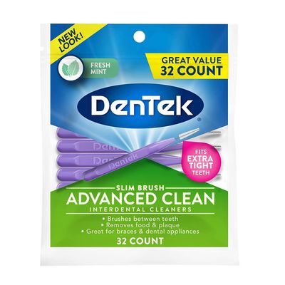 DenTek Slim Brush Interdental Cleaners Slim Brush for Extra Tight spaces 32-Count 1-Pack