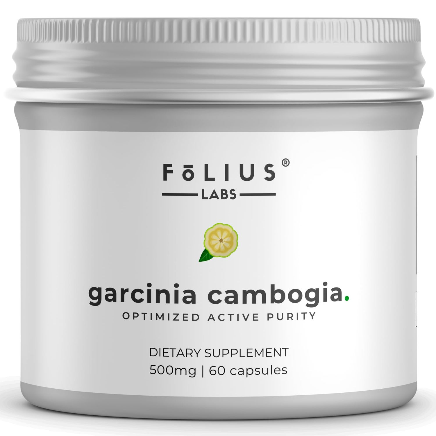 FOLIUS LABS Pure Garcinia Cambogia Extract Supplement 500mg - 100 Natural HCA Extract Concentrated to 60 - Supports Healthy Digestion and Metabolism - 60 Capsules