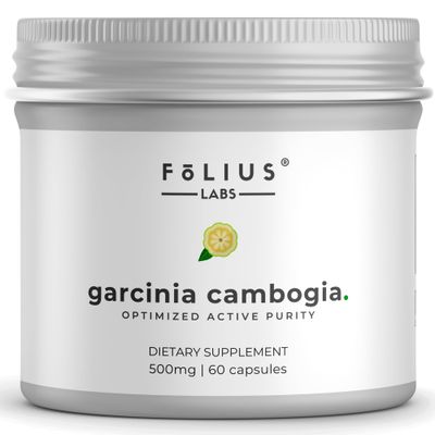 FOLIUS LABS Pure Garcinia Cambogia Extract Supplement 500mg - 100 Natural HCA Extract Concentrated to 60 - Supports Healthy Digestion and Metabolism - 60 Capsules