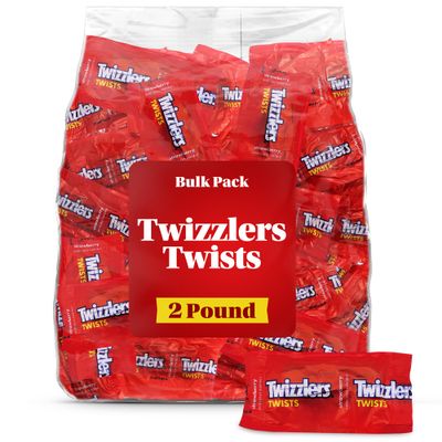 TwizzlerTwist Strawberry Bulk Pack 2 Pound - Individually Wrapped Licorice Chewy Candy for Easter Basket Stuffers, Party Favors, Pinata Filler, and Snacks - Great for Kids Adults