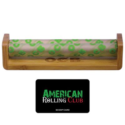 OCB 110mm King Size Slim Bamboo Wood Cigarette Rolling Machine Includes American Rolling Club Scoop Card
