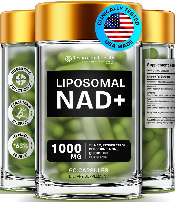NMN Supplement Alternative - Liposomal Nad Supplements For Women Resveratrol Nad Supplement w Berberine, Quercetin, Noni Boosts Nad Anti-Aging, Brain Support, Gut Heath - 60 Capsules