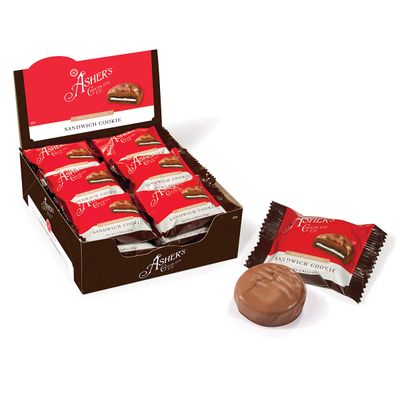 Ashers Chocolates, Chocolate Covered Sandwich Cookie, Gourmet Chocolate Covered Treats, Small Batches of Kosher Chocolate, Family Owned Since 1892 18 Cookies, Milk Chocolate