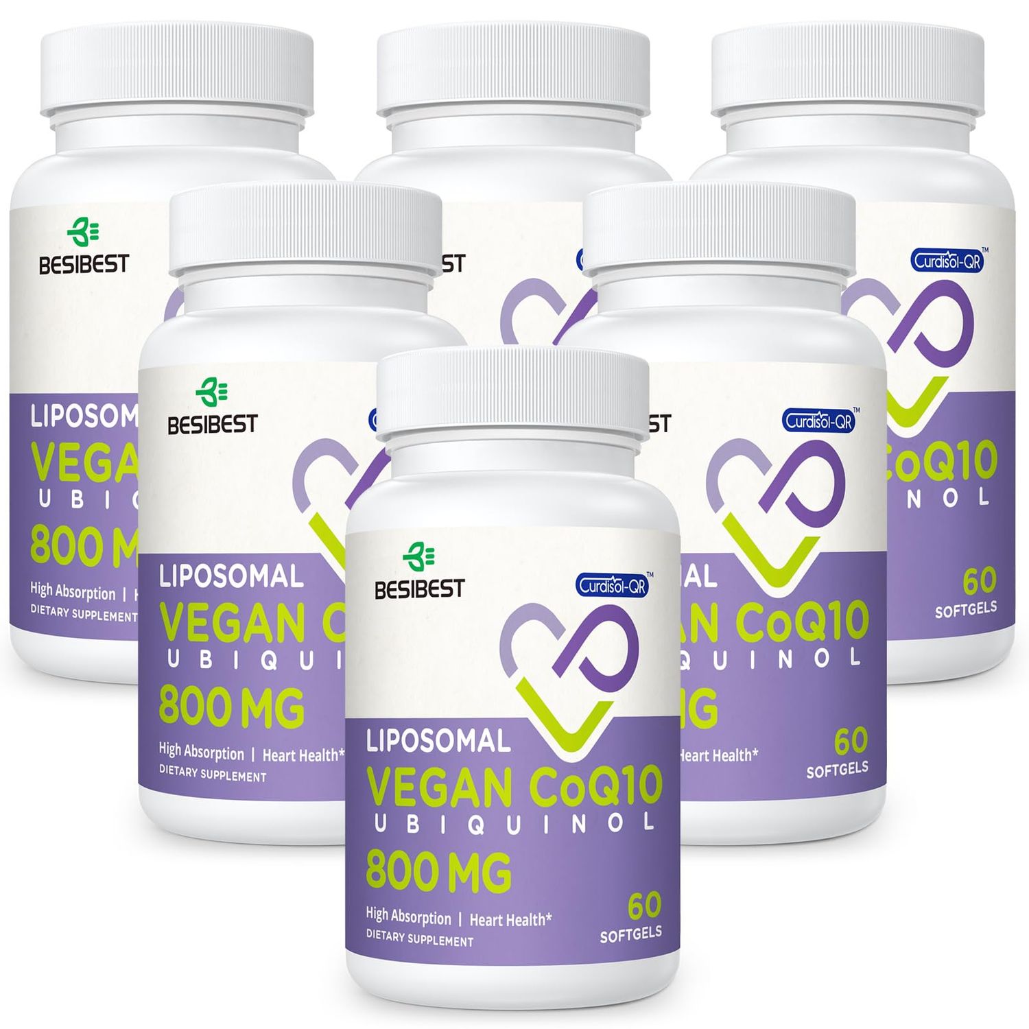 Liposomal Ubiquinol CoQ10 800 MG Softgel, High Absorption CoQ10 Ubiquinol Supplement, Active Coenzyme Q10 800mg, Powerful Antioxidant for Heart Brain Function, Energy Production, 360 Vegan Softgels