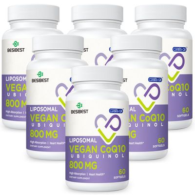 Liposomal Ubiquinol CoQ10 800 MG Softgel, High Absorption CoQ10 Ubiquinol Supplement, Active Coenzyme Q10 800mg, Powerful Antioxidant for Heart Brain Function, Energy Production, 360 Vegan Softgels