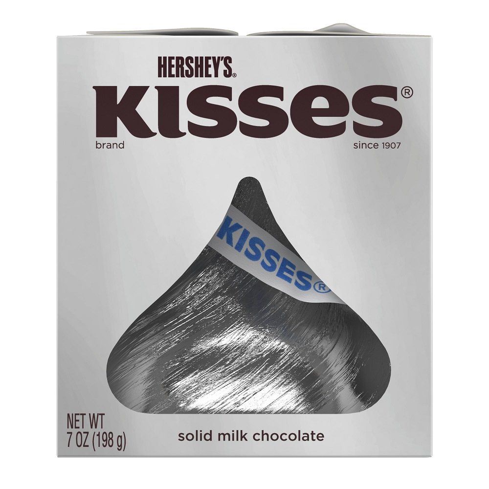 HERSHEYS KISSES Chocolates, Giant Gluten-Free Solid Milk Chocolate Candy, 7 Ounce Box Pack of 4