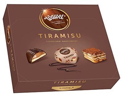 Wawel Tiramisu Milk Chocolate Pralines with Tiramisu Flavour Filling, Imported from Poland 11.64 Ounces