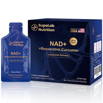MEGNETA Liposomal NAD Supplement with Resveratrol, Anti-Aging, Energy Boost Cellular Health Support, 15.2 fl. oz NAD Liquid for Men Women 30 Pouch