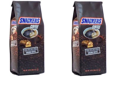 POPS TRADING COMPANY Since 1998 Chocolate Caramel Peanut Nougat Candy Bar Flavored Ground Coffee 2-10 ounce Bag With A Pops Coaster