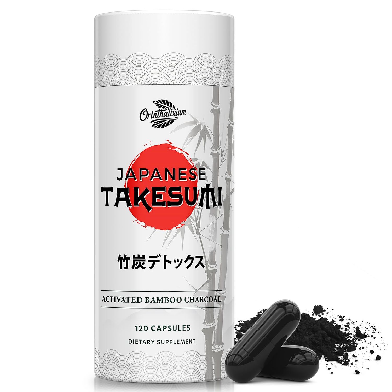 Orinthalixium Takesumi Activated Charcoal 2000mg - Activated Charcoal from Bamboo for Max Absorption, Detox Gut, 120 Vegan Capsules