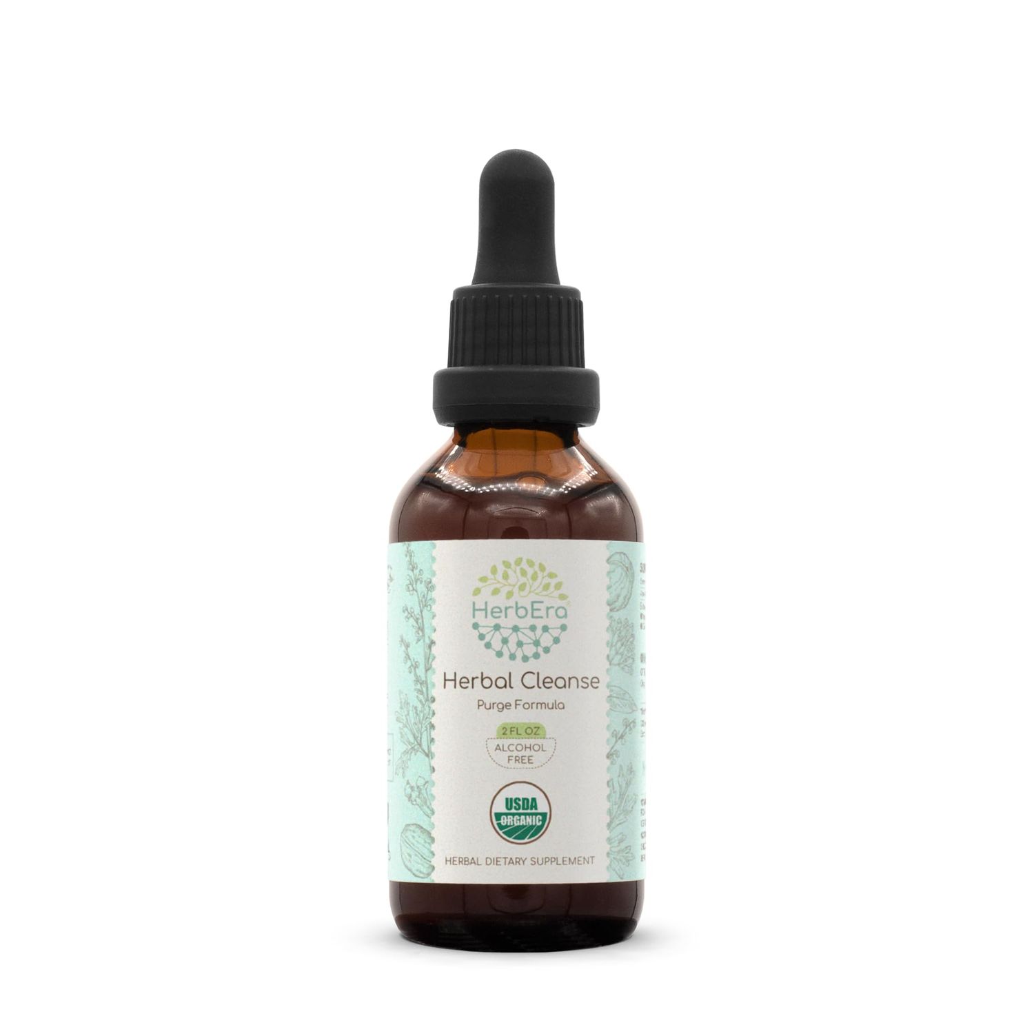 HerbEra Herbal Cleanse Organic Alcohol-Free Tincture Detox and Cleanse Formula, Extract Supplement Organic Wormwood Herb, Black Walnut Hull, Cloves Flower Buds Purge Extract 2 fl oz
