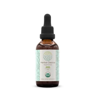 HerbEra Herbal Cleanse Organic Alcohol-Free Tincture Detox and Cleanse Formula, Extract Supplement Organic Wormwood Herb, Black Walnut Hull, Cloves Flower Buds Purge Extract 2 fl oz