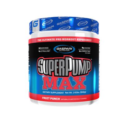 Gaspari Nutrition - SuperPump MAX - The Ultimate Pre Workout Powder, Sustained Energy Preworkout, Nitric Oxide Booster, Muscle Growth, Recovery Replenishes Electrolytes - 40 Serving Fruit Punch