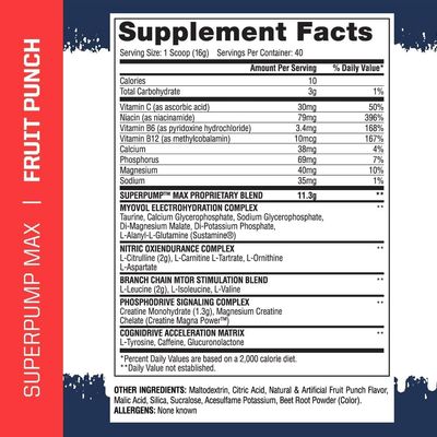 Gaspari Nutrition - SuperPump MAX - The Ultimate Pre Workout Powder, Sustained Energy Preworkout, Nitric Oxide Booster, Muscle Growth, Recovery Replenishes Electrolytes - 40 Serving Fruit Punch