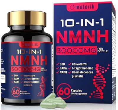 molorik NMNH Dihydronicotinamide Mononucleotide, 1000mg Per Serving NAD High Purity Supplement Alternative, 60 Capsules Gluten Free, Non-GMO, for Anti-Aging, Energy, Focus - 30 Servings