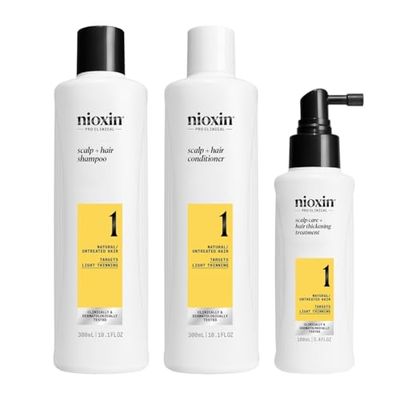 Nioxin Scalp Hair Thickening System 1 For Natural or Untreated Hair with Light Thinning With Niacinamide and Biotin Full Size 3 Month Supply