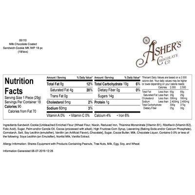 Ashers Chocolates, Chocolate Covered Sandwich Cookie, Gourmet Chocolate Covered Treats, Small Batches of Kosher Chocolate, Family Owned Since 1892 18 Cookies, Milk Chocolate