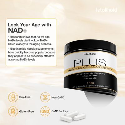 letollhold NAD Supplement - NAD Nicotinamide Riboside Resveratrol, Liposomal NAD Plus 1000mg for Women Men - Support Cellular Health, Stamina Healthy Aging 80 Caps