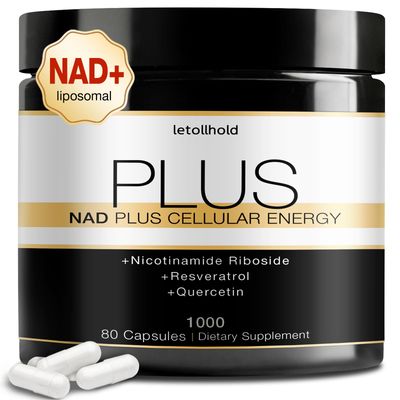 letollhold NAD Supplement - NAD Nicotinamide Riboside Resveratrol, Liposomal NAD Plus 1000mg for Women Men - Support Cellular Health, Stamina Healthy Aging 80 Caps