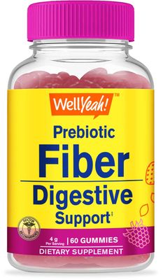 WellYeah Prebiotic Fiber Gummies for Adults Fiber Supplement for Women and Men - Digestive Health Fiber Supplements - Vegan, Gluten-Free, and Non GMO - Berry Flavor - 60 Count