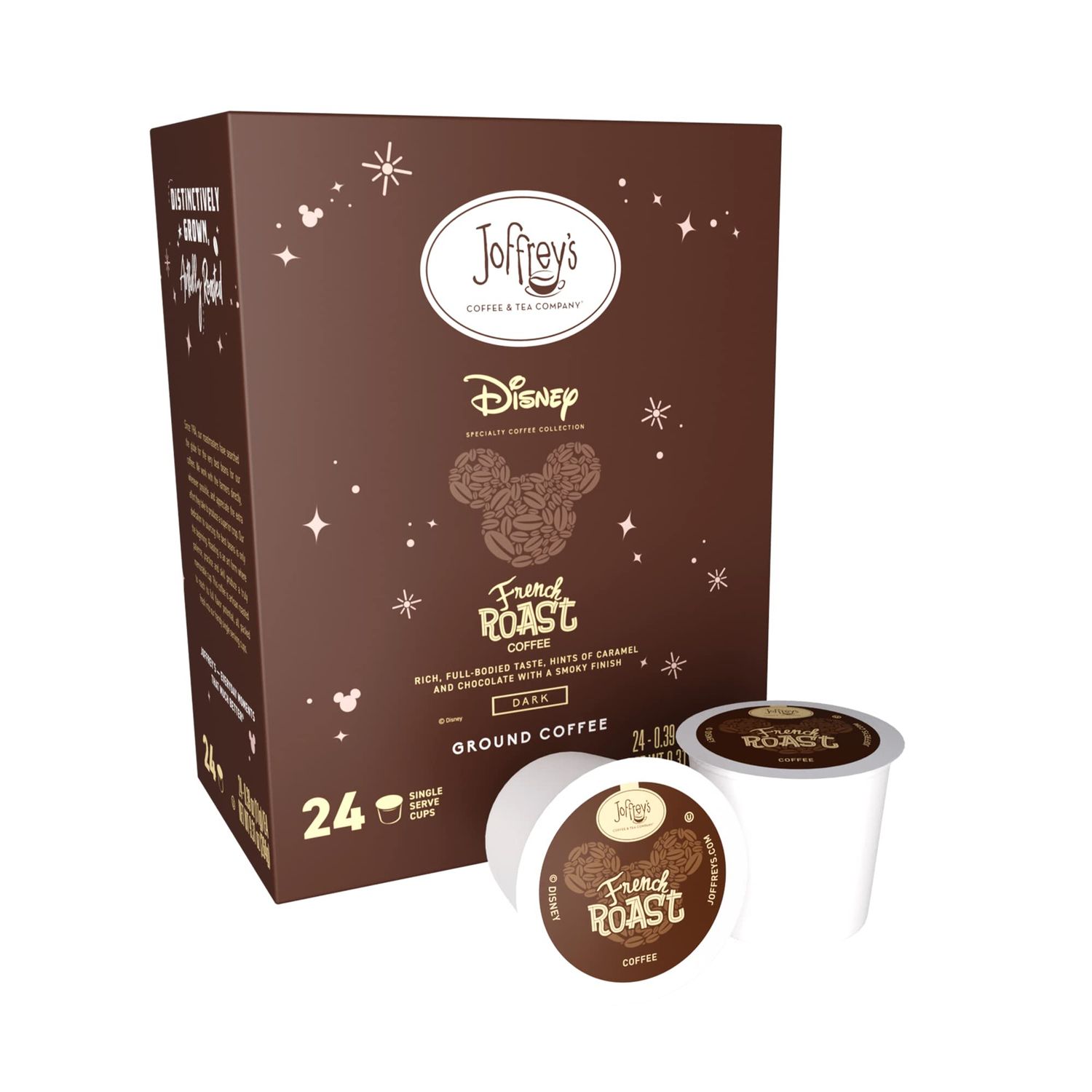 Joffreys Coffee - Disney French Roast Blend, Artisan Dark Roast, Arabica Coffee Beans, Full-Bodied Blend, Hints of Caramel Chocolate, Keurig 2.0 Compatible Single Serve, 24 Count