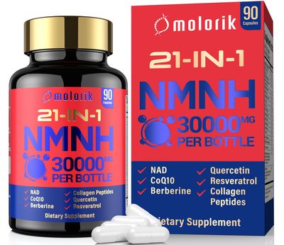 molorik NMNH Supplement, 21-in-1 Dihydronicotinamide Mononucleotide, 1000mg Per Serving NAD Support, Gluten Free Supports Healthy Aging, Cellular Energy Immune Health - 30 Servings