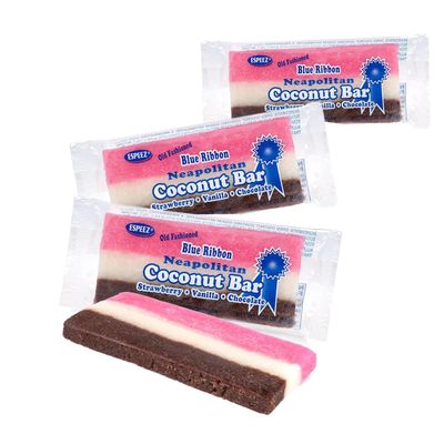 Blue Ribbon Old Fashioned Neapolitan Coconut Candy Bars Bundle of 3
