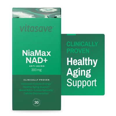 Vitasave NiaMax NAD Supplement - 300mg Niacinamide Riboside per Capsule - High-Potency NAD Precursor for Energy, Healthy Aging Metabolic Function - Vegan, Non-GMO, Gluten-Free 30 Capsules