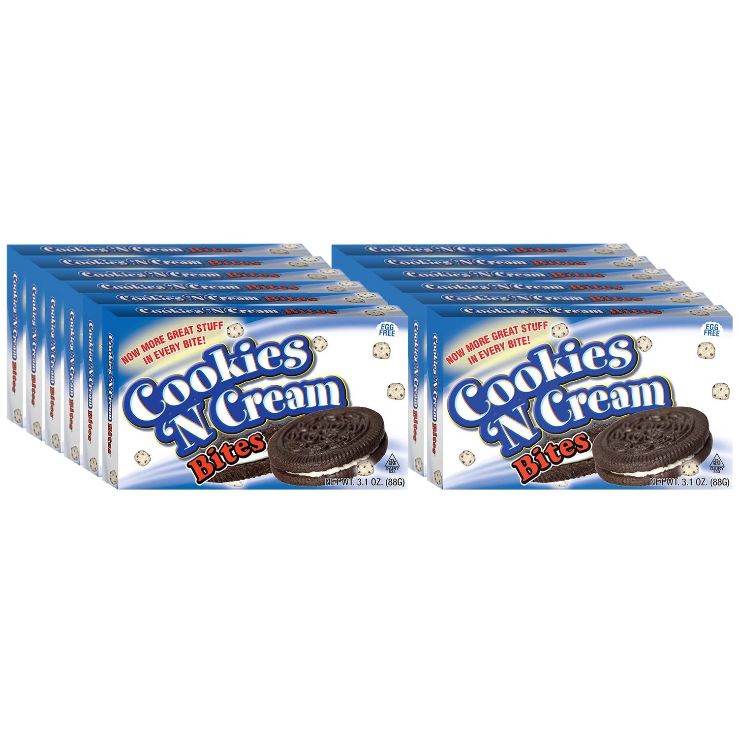 Cookie Dough Bites - Cookies N Cream - Chocolate-Covered Edible Cookie Dough Bites - Egg-Free Edible Cookie Dough Candy - 12 Count 3.1 oz each