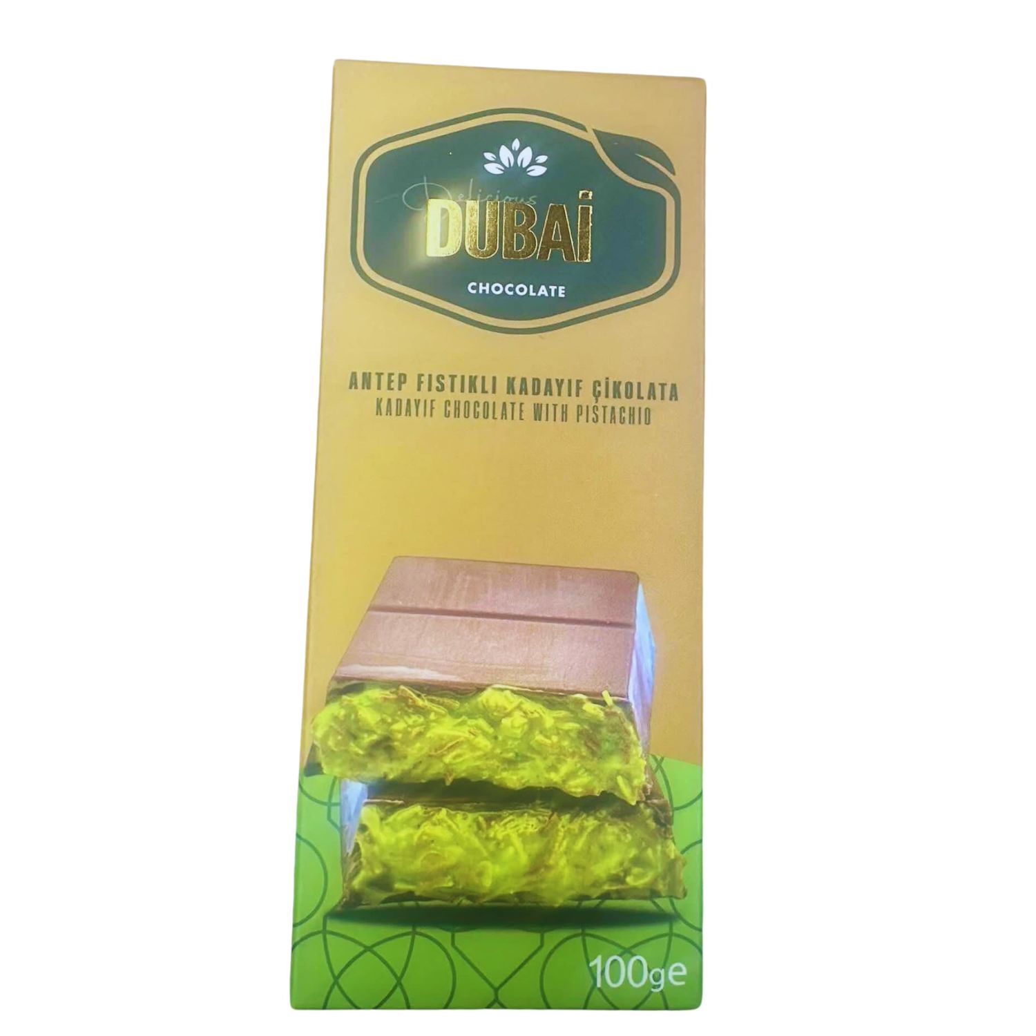 Dubai Chocolate Bar with Kadayif and Pistachio Cream 100g Dubai Kunefe knafeh Chocolate Candy Small Gifts for Snack Treats Kids Family Friend