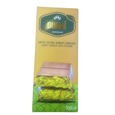 Dubai Chocolate Bar with Kadayif and Pistachio Cream 100g Dubai Kunefe knafeh Chocolate Candy Small Gifts for Snack Treats Kids Family Friend