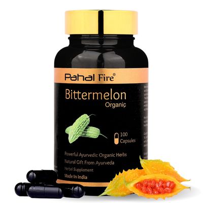 PahalFire Bitter Melon Organic Herbal Supplement 500mg 100 Capsule 50 Days Supply Glucose Metabolismwild harvested in India