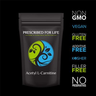 Prescribed For Life Acetyl L Carnitine HCl Powder, Natural ALCAR Powder, Cognitive Amino Acid Nutritional Supplements 25kg 55lb