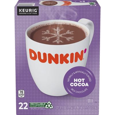 Dunkin Milk Chocolate Hot Cocoa, 22 Keurig Pods