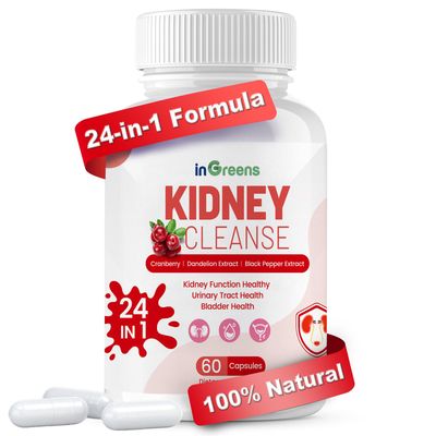 inGreens Advanced Kidney Cleanse Detox Repair - 24-in-1 Kidney Support Supplement with Herbal Formula for Kidney Urinary Tract Health - Non-GMO, Made in USA, 60 Capsules