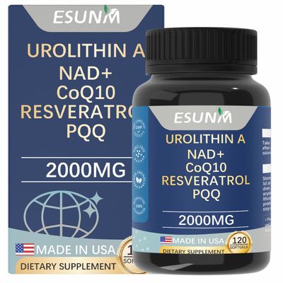 ESUNM Urolithin A Supplement 1,000mg with NAD,CoQ10,Resveratrol,PQQ Supplement for Healthy Aging, Antioxidants and Mitochondrial Support,120 Capsules - 30 Servings