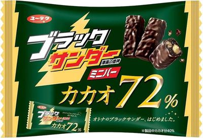 Generic Yuraku Seika Black Thunder Mini Bars - Assorted Flavors, Pack of 12 Pieces Mini Bar, 72 Cacao