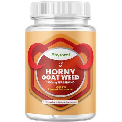 Pure Horny Goat Weed Extract with Maca Powder - Immune Support - Helps Increase Drive and Stamina - Booster for Men and Women Tongkat Ali Plus L-Arginine Increases Energy - 60 Capsules