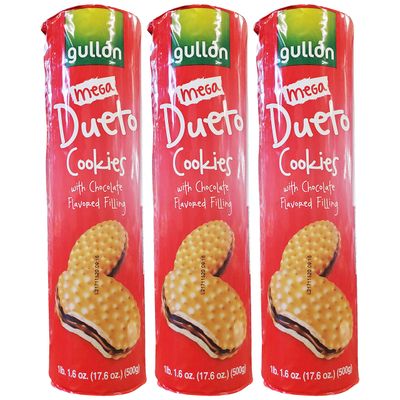 Gullon Dueto Cookies with Chocolate Flavored Filling (3 Pack, Total of 52.8oz)
