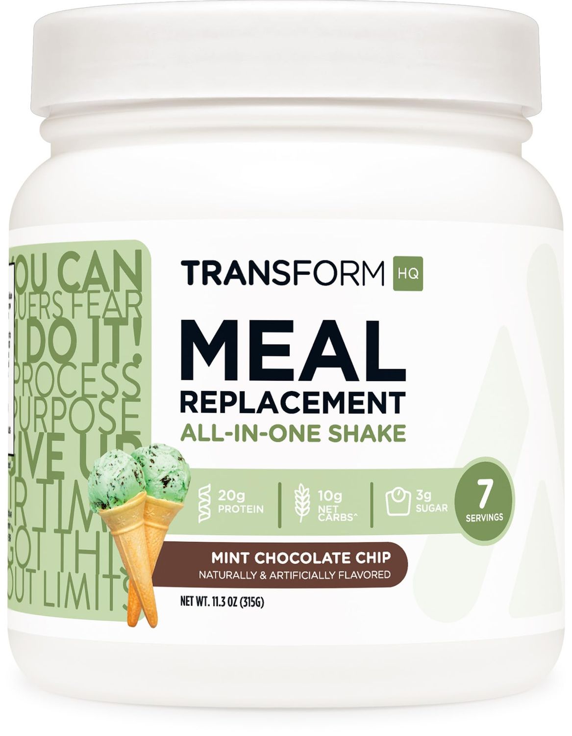 TransformHQ Meal Replacement Shake Powder 7 Servings Mint Chocolate Chip - 20G Protein per Serving, Non-GMO