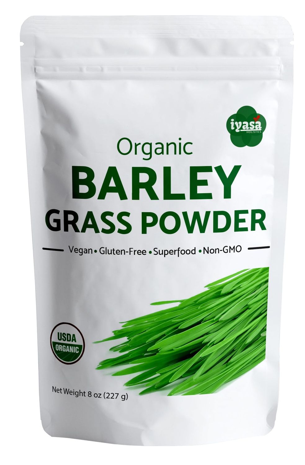 USDA Organic Barley Grass Powder, 8 oz 227 Grams, Raw, Vegan, Green Super Food, Rich in Plant Protein, Fibers and Minerals, Natural Energy Booster and Body Detox, Resealable Pouch