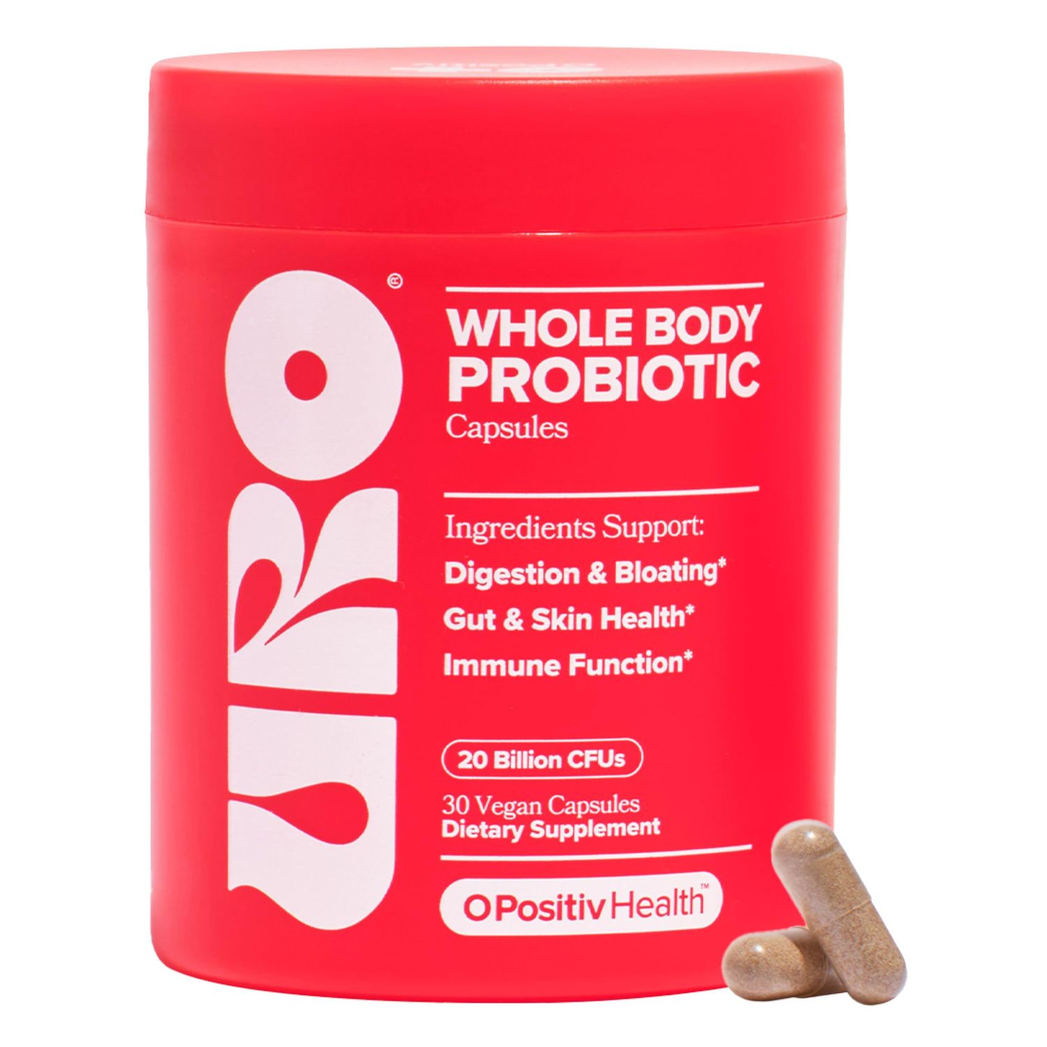 URO Whole Body Probiotic - 3-in-1 Probiotic Supporting Gut, Skin, and Oral Microbiomes Digestive Health - 20B CFUs, Licorice Root, Dandelion - Non-GMO, Vegan, Gluten-Free - 30 Capsules