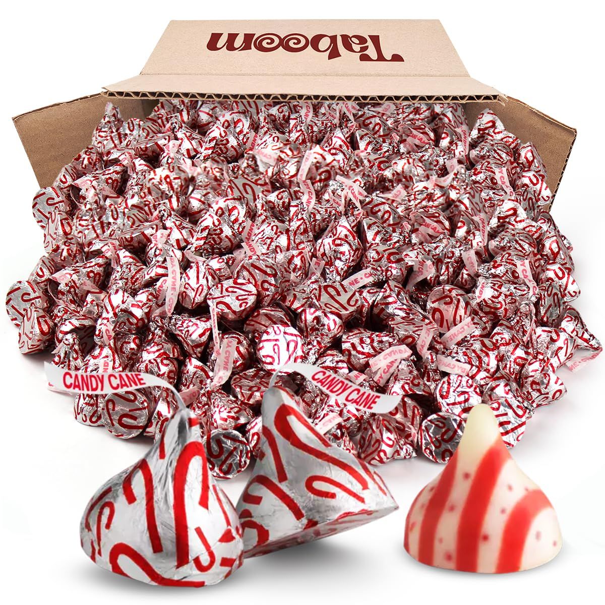 HERSHEYSKISSES Candy Canes Mint Confection with Stripes and Candy Bits for Winter Chrsitmas Indulgence - Delicious Peppermint Christmas Kisses Bulk Size for Snacking, Sharing for Kids Adults - 2lb