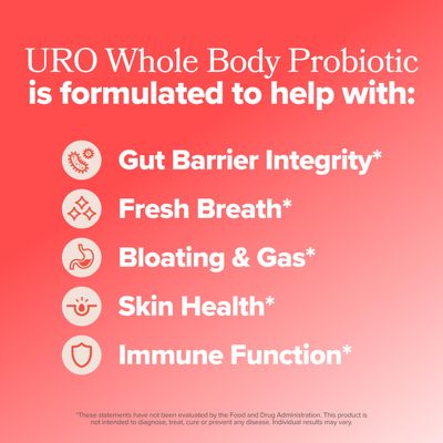 URO Whole Body Probiotic - 3-in-1 Probiotic Supporting Gut, Skin, and Oral Microbiomes Digestive Health - 20B CFUs, Licorice Root, Dandelion - Non-GMO, Vegan, Gluten-Free - 30 Capsules