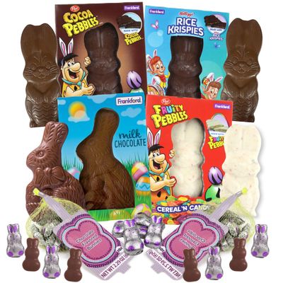 Sweetzo Easter Candy Variety Pack, Chocolate Cereal Bunnies and Individually Wrapped Mini Rabbits, Basket Filler Set, 6 Count